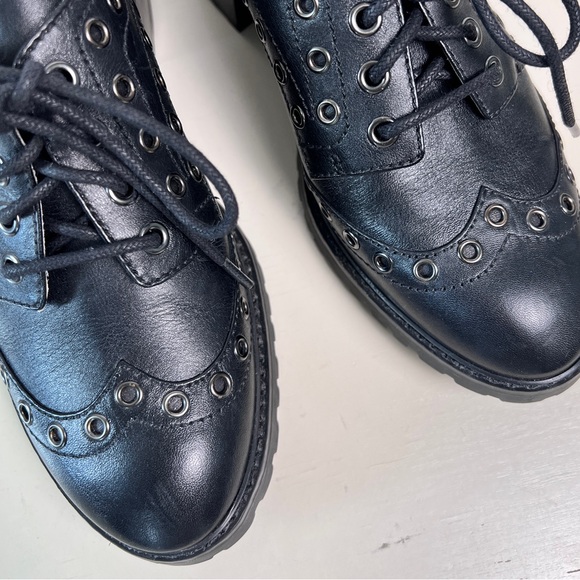 Michael Michael Kors Edison Oxford Shoes Black Leather Lace Up‎ Women’s 7M - Picture 3 of 6